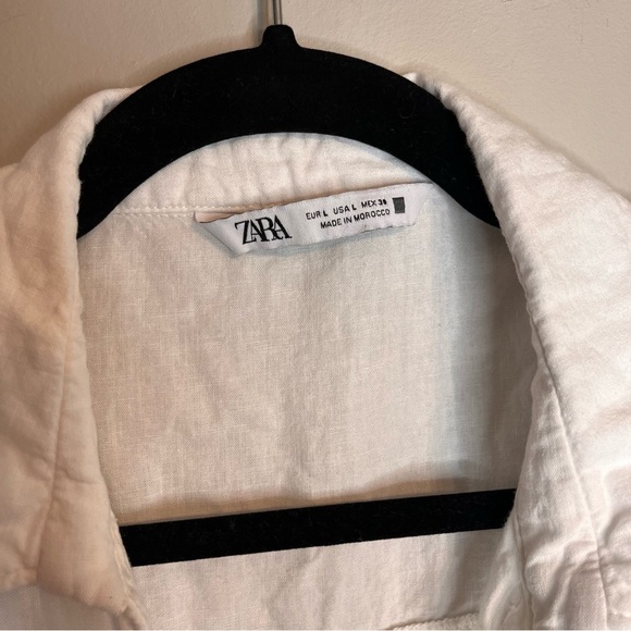 Zara White Linen Button-Down Shirt – Size L - Picture 6 of 7